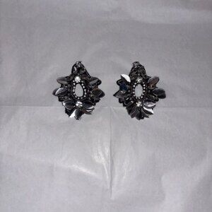 Elegant Rhinestone Earrings w/Black Base